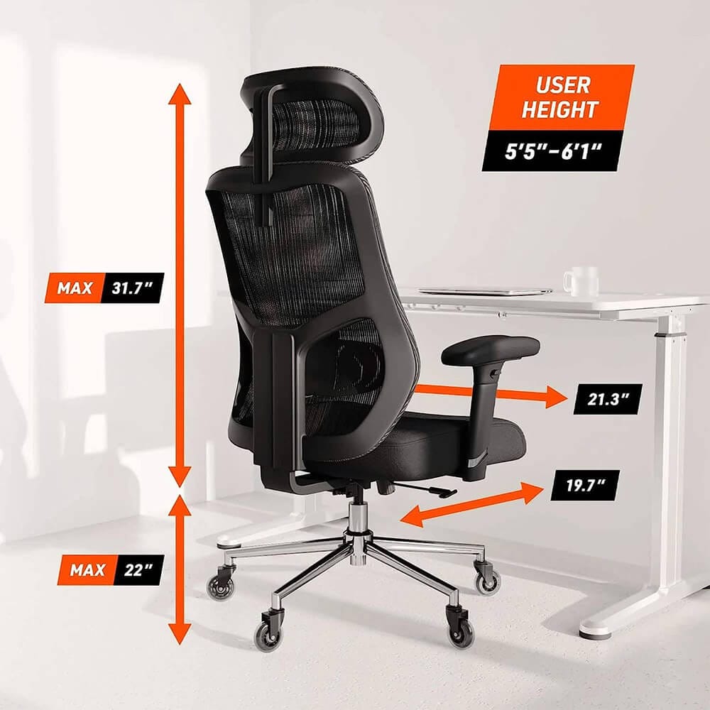 Truweo Ergonomic Office Chair with Rollerblade Wheels, Black