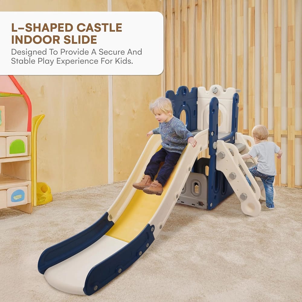 Childlike Behavior Playhouse with Slide and L-Shaped Ladder