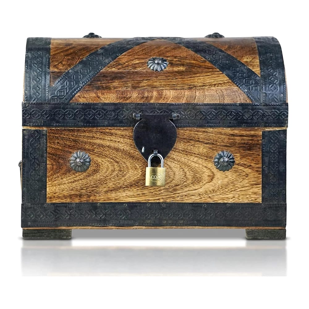 Brynnberg Wooden Treasure Chest with Lock, Brown