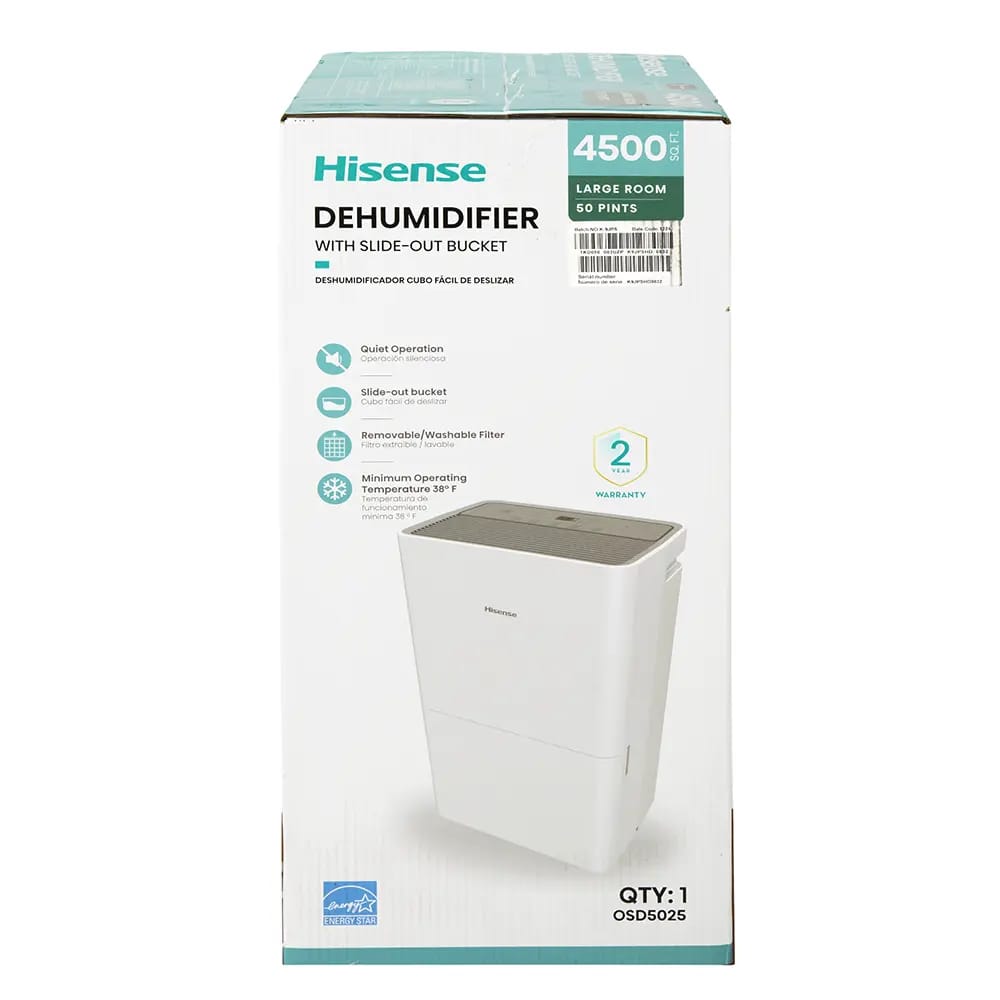 Hisense Energy Star 50 Pint 2-Speed Dehumidifier, White