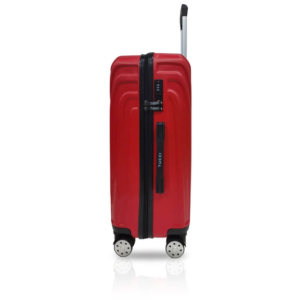 TUCCI Italy Bordo 3-Piece (20", 24", 28") Luggage Set, Dark Red