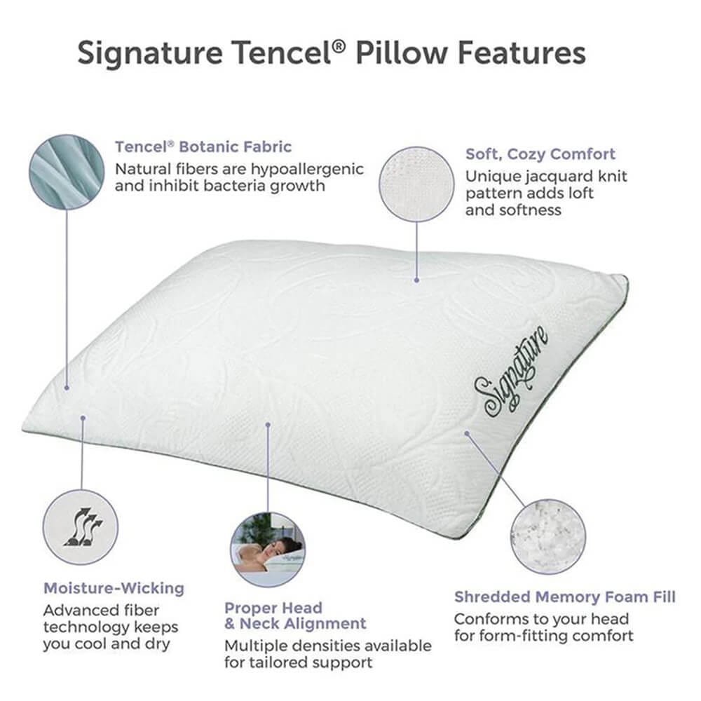 Protect-A-Bed Naturals Collection Firm Support Signature Lavish Tencel Memory Foam Pillow, Queen