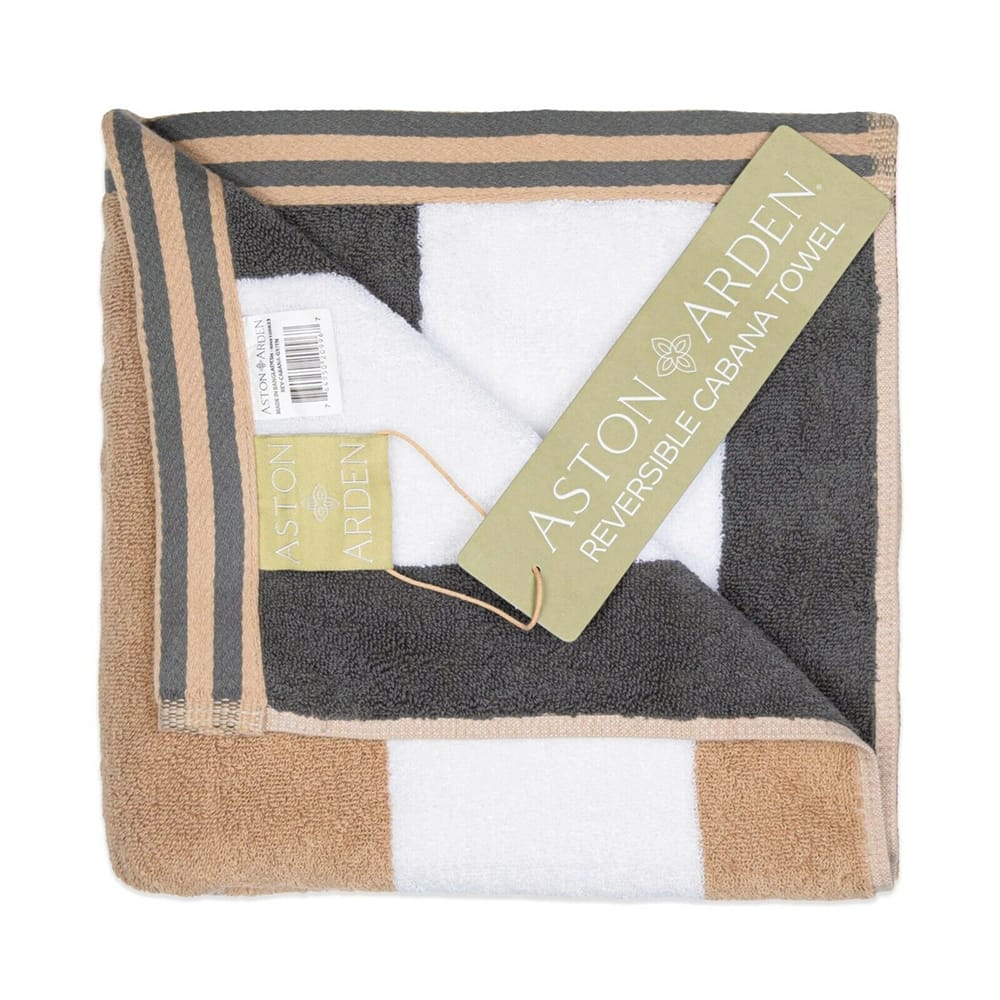 Aston and Arden Reversible Resort Towel, Gray/Tan, 70" x 35"