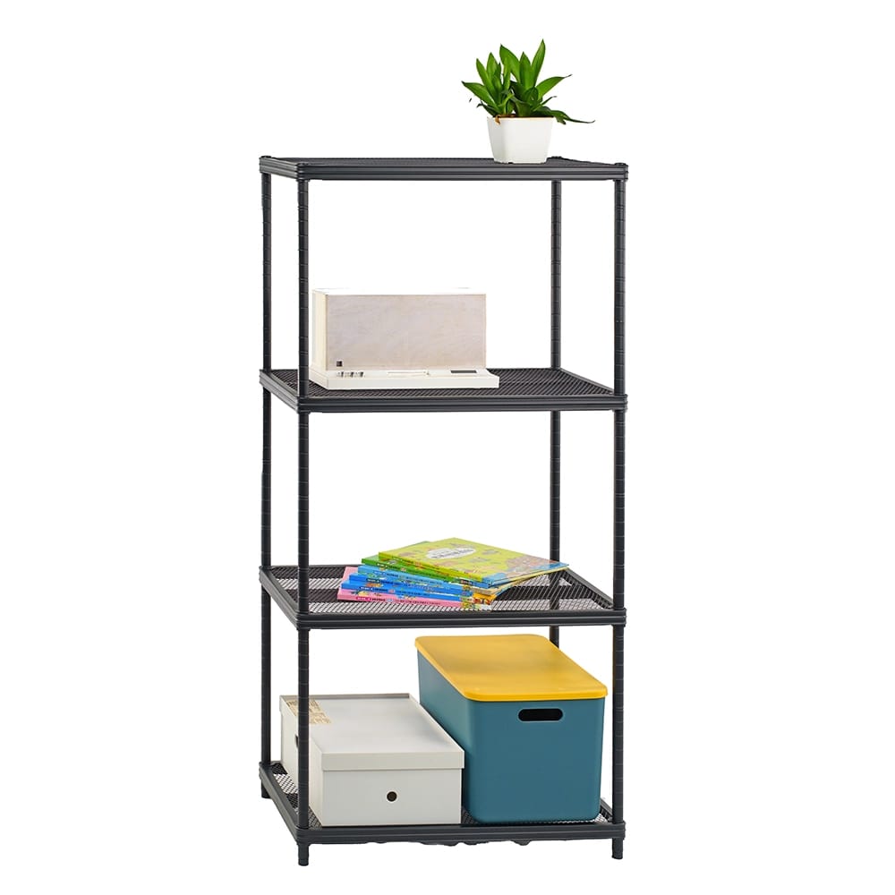 Method Storage Systems Shelving 4-Tier Fine Mesh Deck Shelving, Black