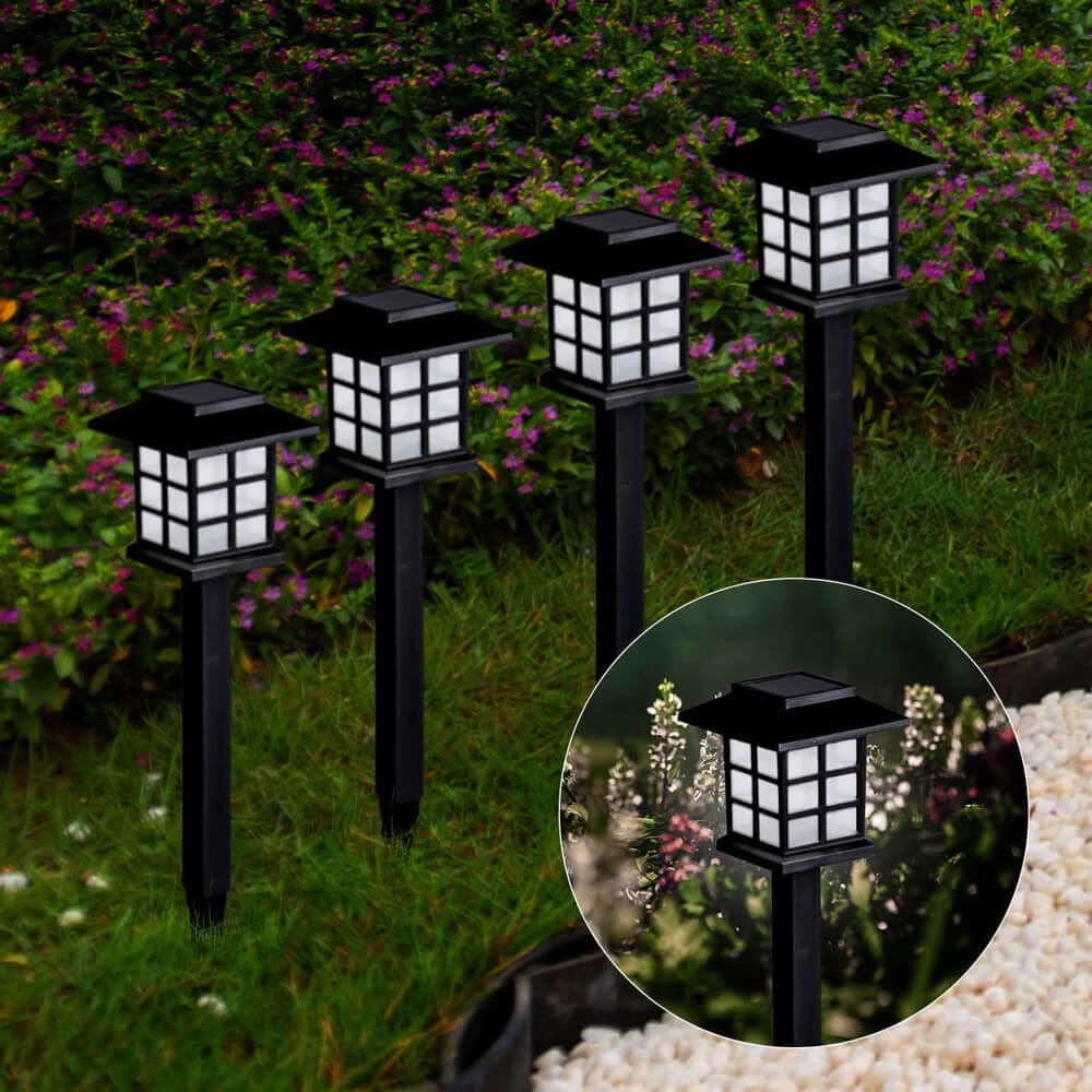 Laurel Canyon Square Solar Pathway Lights, 8-Pack, Black