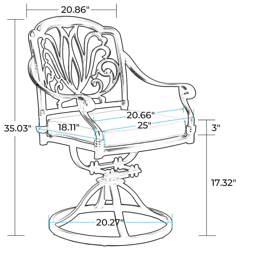 Laurel Canyon Outdoor Patio Swivel Dining Chairs, Set of 2, Dark Brown