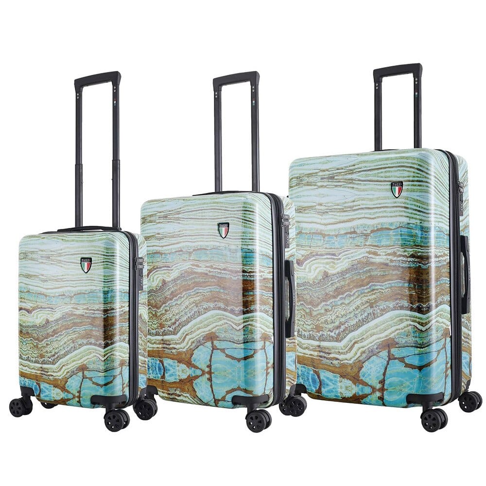 TUCCI Italy Earth Art Emerald Marble 3-Piece Set (20", 24", 28") Luggage Set