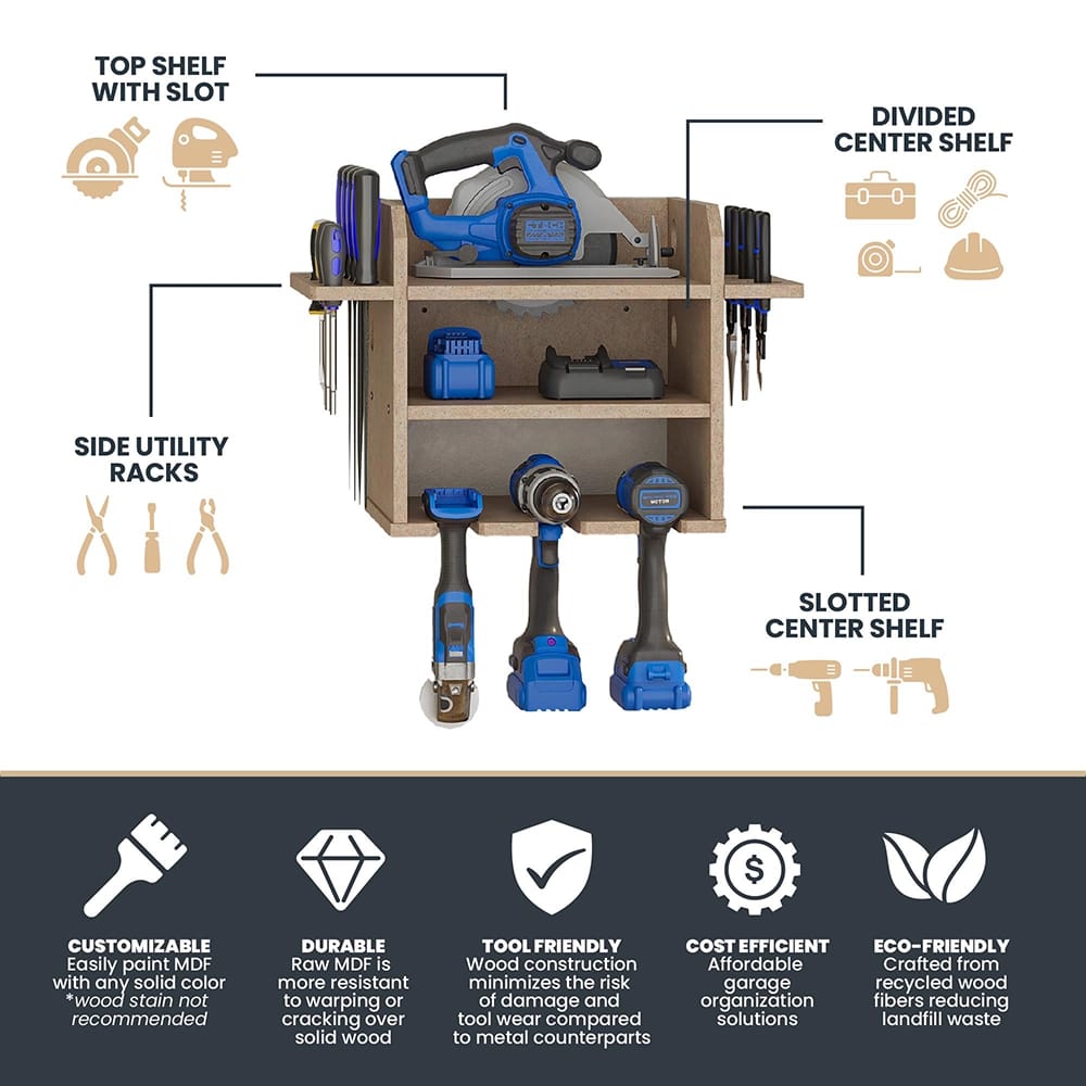 Systembuild Evolution Hanging Wall Mount Tool Organizer, Raw Board