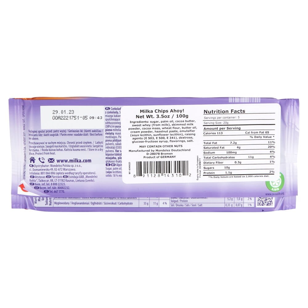 Milka German Chips Ahoy Chocolate, 3.5 oz