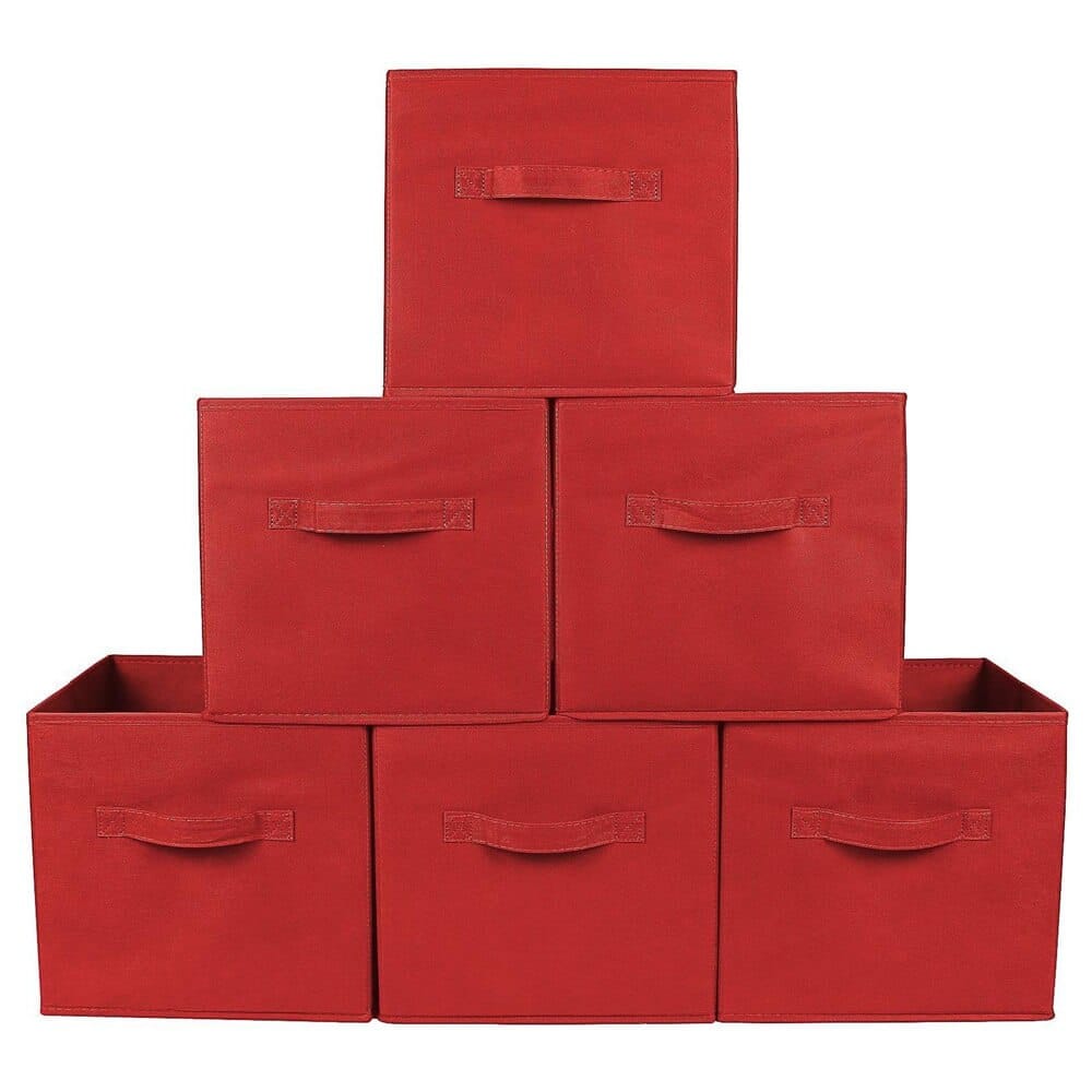 Greenco Foldable Storage Cubes, Set of 6, Red