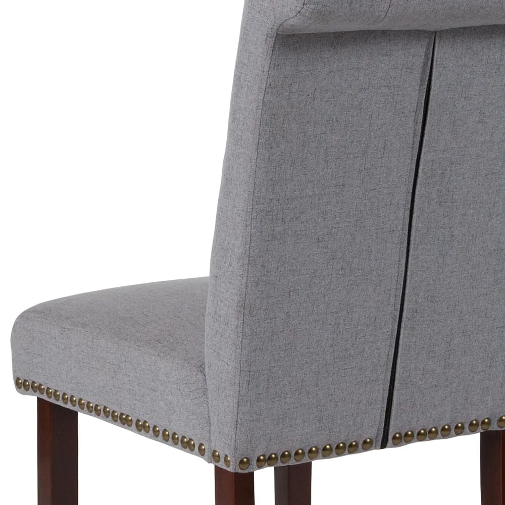 Flash Furniture Fabric Parsons Chair with Rolled Back, Accent Nail Trim, Set of 2 , Light Gray