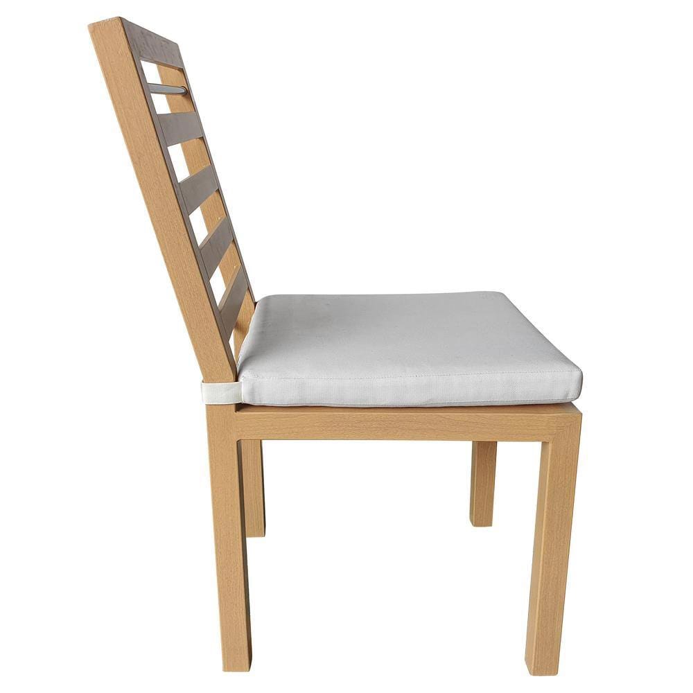 TK Classics Cushioned Aluminum Outdoor Dining Chairs, Natural/White, Set of 2