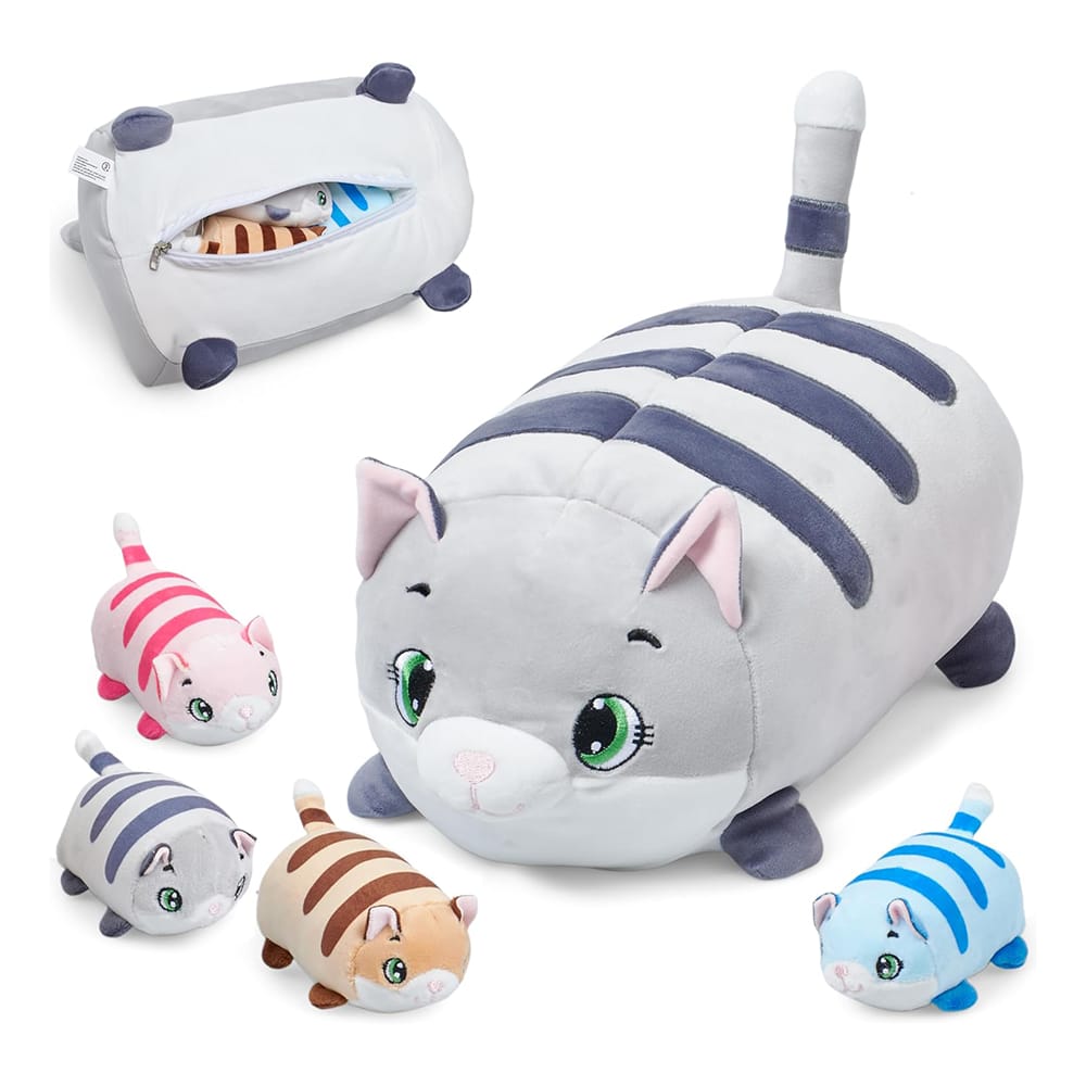 PixieCrush Cat with Kittens Plush Toy Set