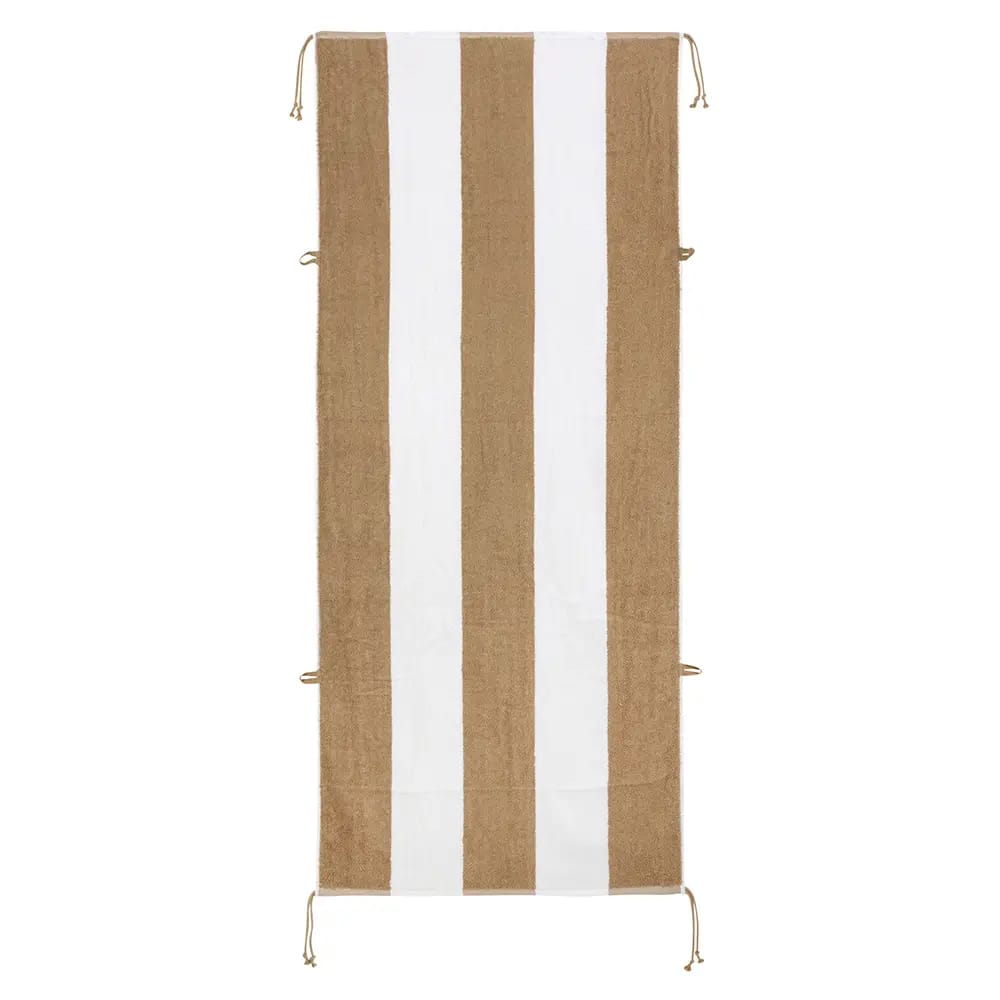 Striped Lounge Chair Beach Towel, Tan, 30" x 70"