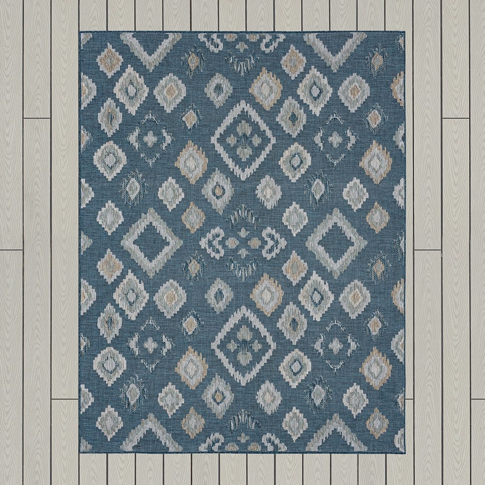 Mohawk Brookwood Outdoor/Indoor Area Rug, Blue Diamonds, 5'3" x 7'6"