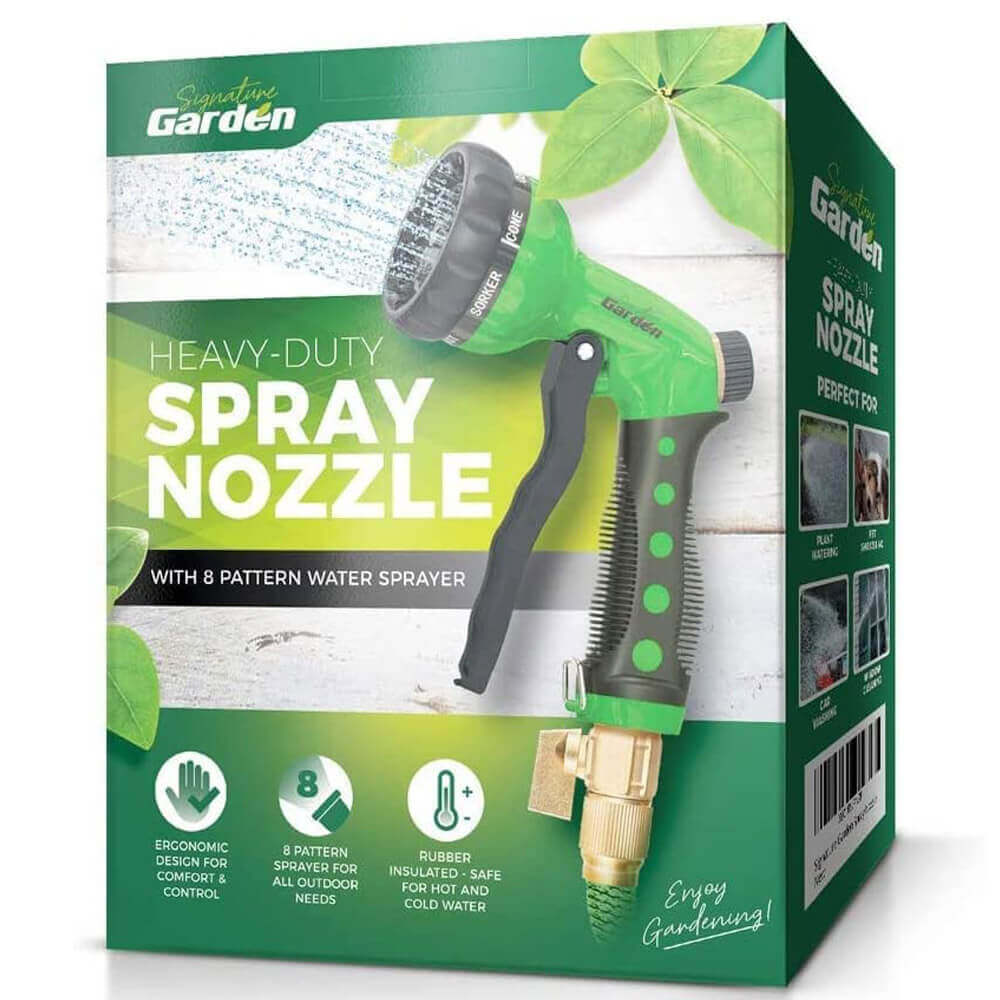 Signature Garden Heavy-Duty Spray Nozzle with 8 Watering Patterns, Green