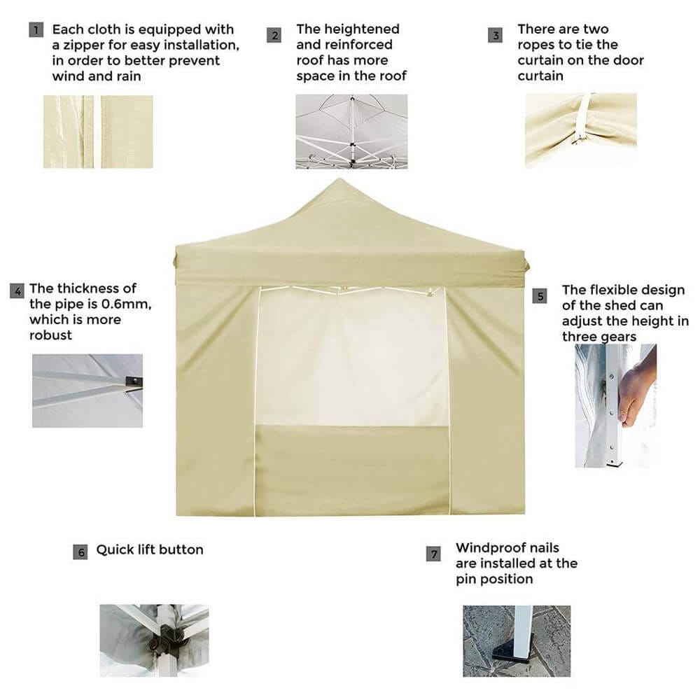 10' x 10' Pop-Up Canopy Tent with 5 Sidewalls, Beige