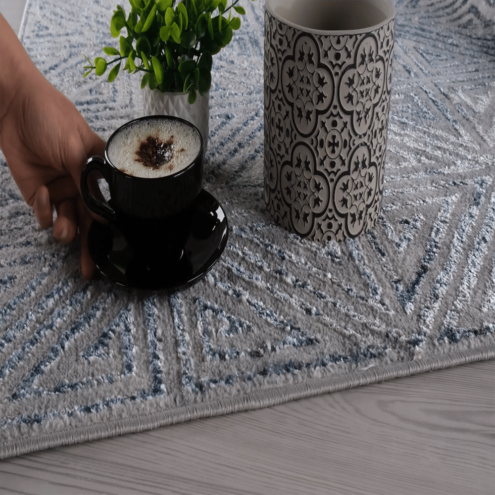 Florance 8'8" x 12'6" Modern Geometric Area Rug, Blue