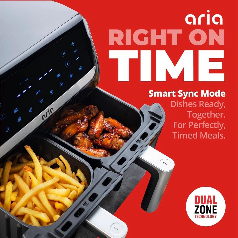 Aria 10 Quart Dual Basket Air Fryer, Black