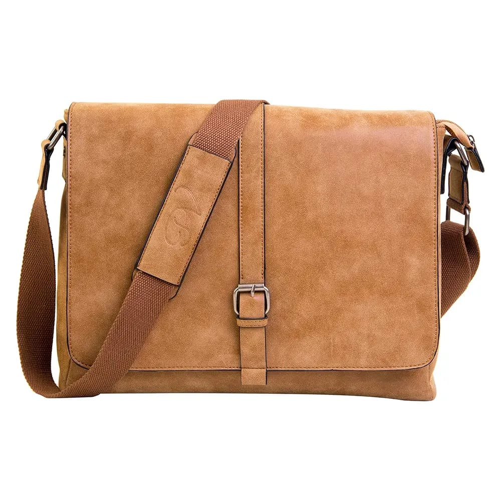 PortoVino Vegan Leather Wine Bag, Camel