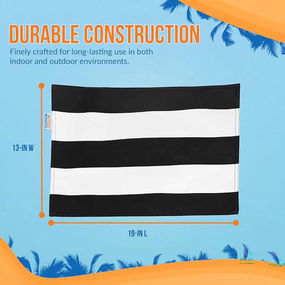 Island Retreat Striped Polyester Rectangle Placemats, Black/White, 6 Pack