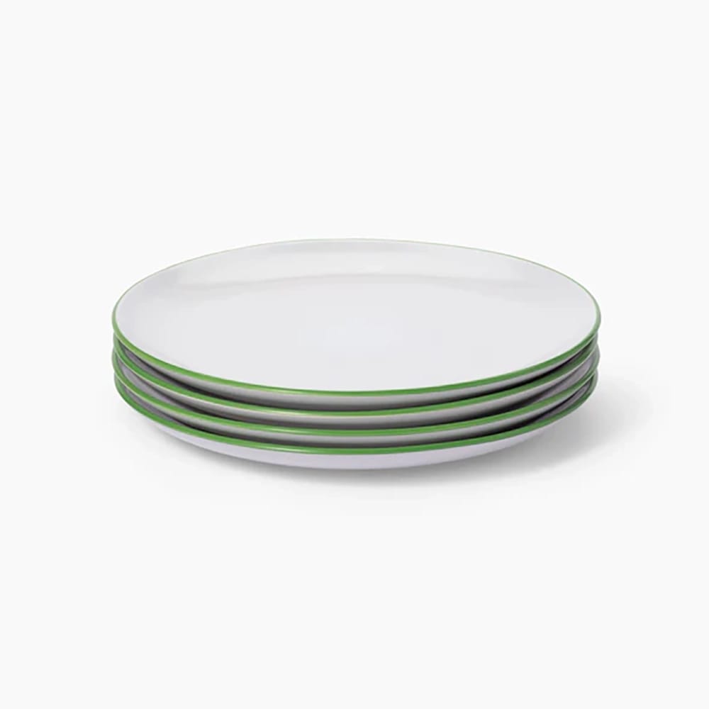 Leeway Big Plate, Green Stripe, Set of 4