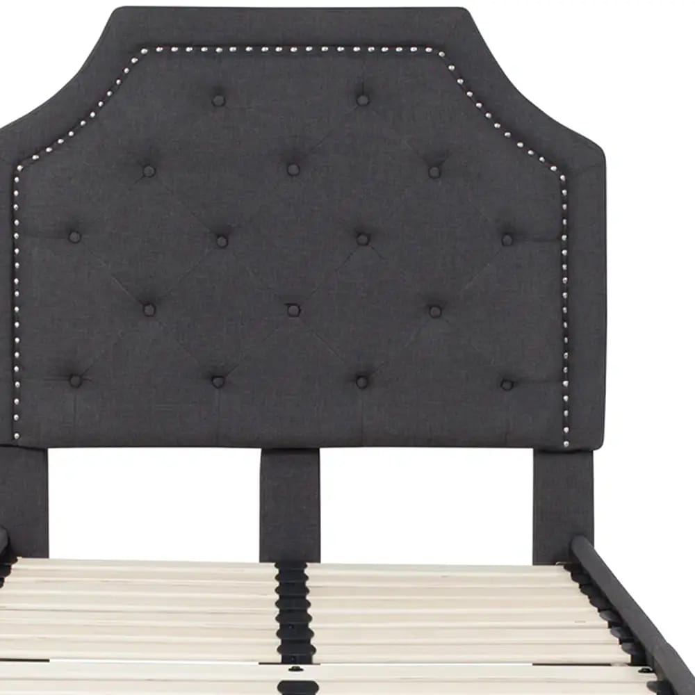 Brighton Arched Tufted Upholstered Platform Bed, Twin, Dark Gray