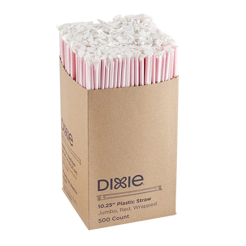 Dixie Jumbo Wrapped Plastic Straws, 2000 Count