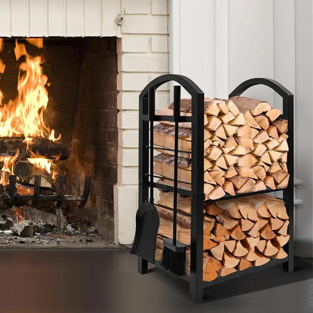 Amagabeli Arched Fireplace Log Rack