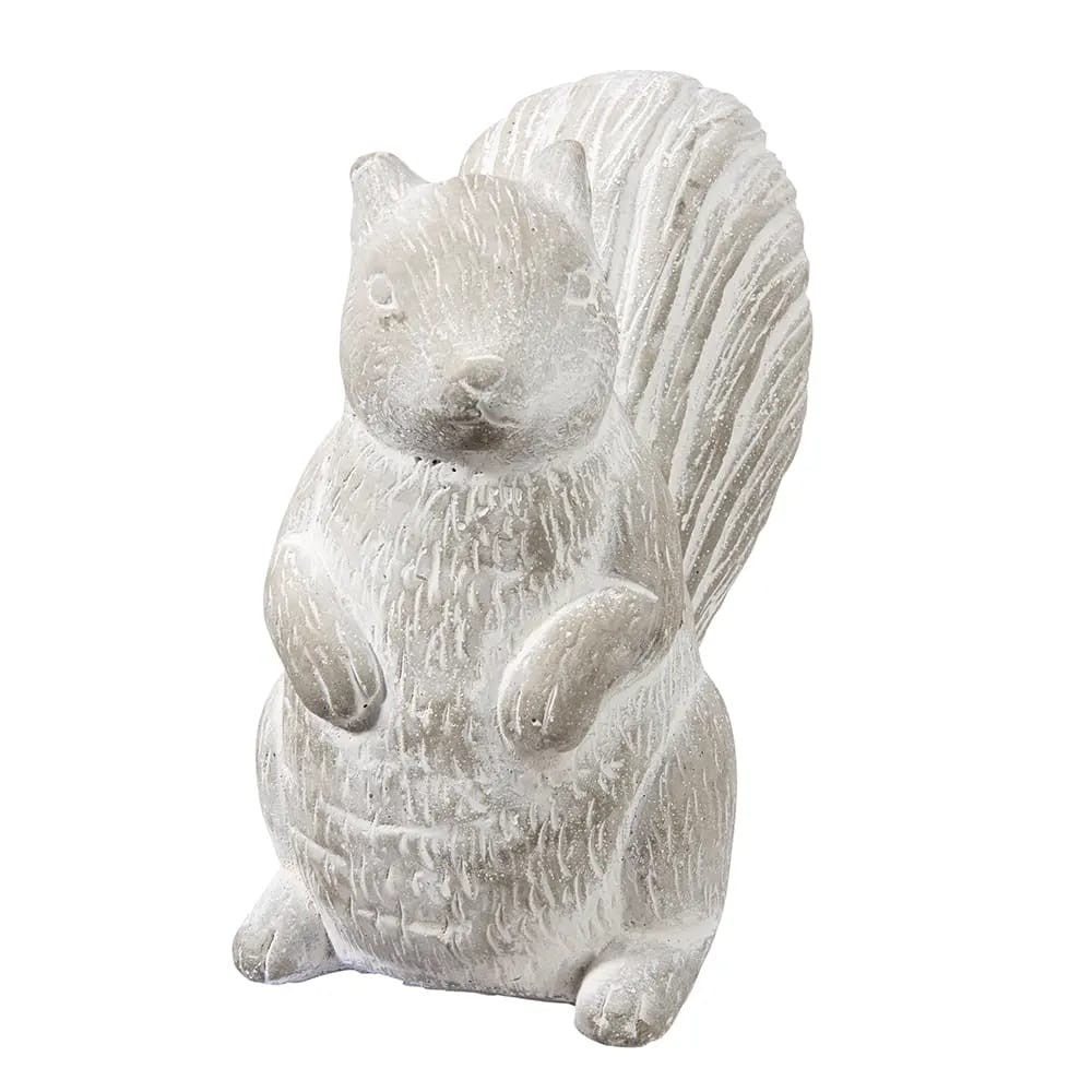 Standing Squirrel Concrete Statue, White