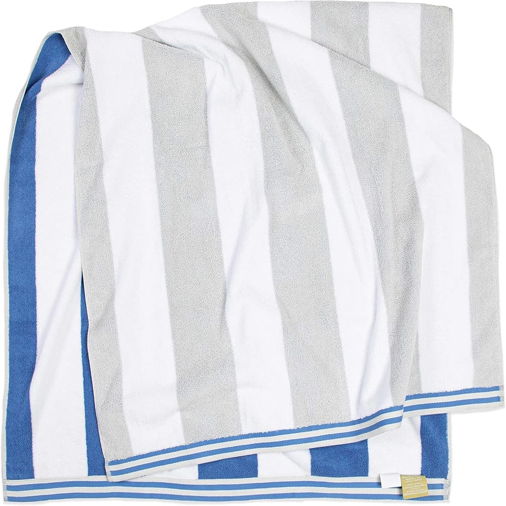 Aston and Arden Reversible Resort Towel, Light Gray/Cornflower, 70" x 35"