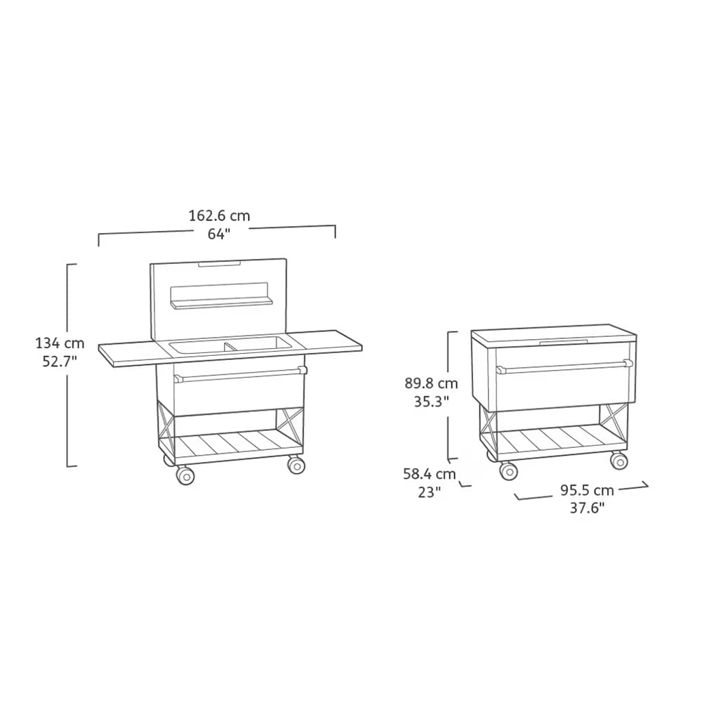 Keter Patio 22.5-Gallon Cooler & Beverage Cart, Graphite