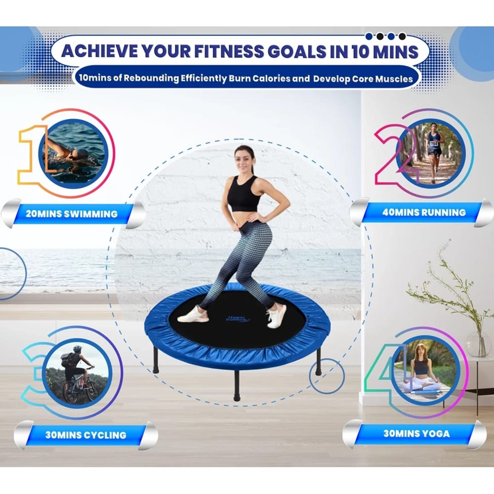 Machrus Upper Bounce Mini Rebounder Trampoline, Portable & Foldable, Blue, 36"