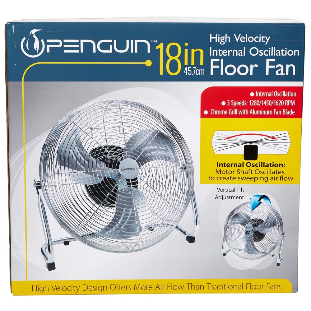Penguin High Velocity Internal Oscillation Floor Fan, 18"