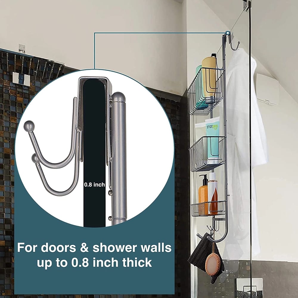 Smartpeas Hanging Shower Caddy, Gray/Chrome