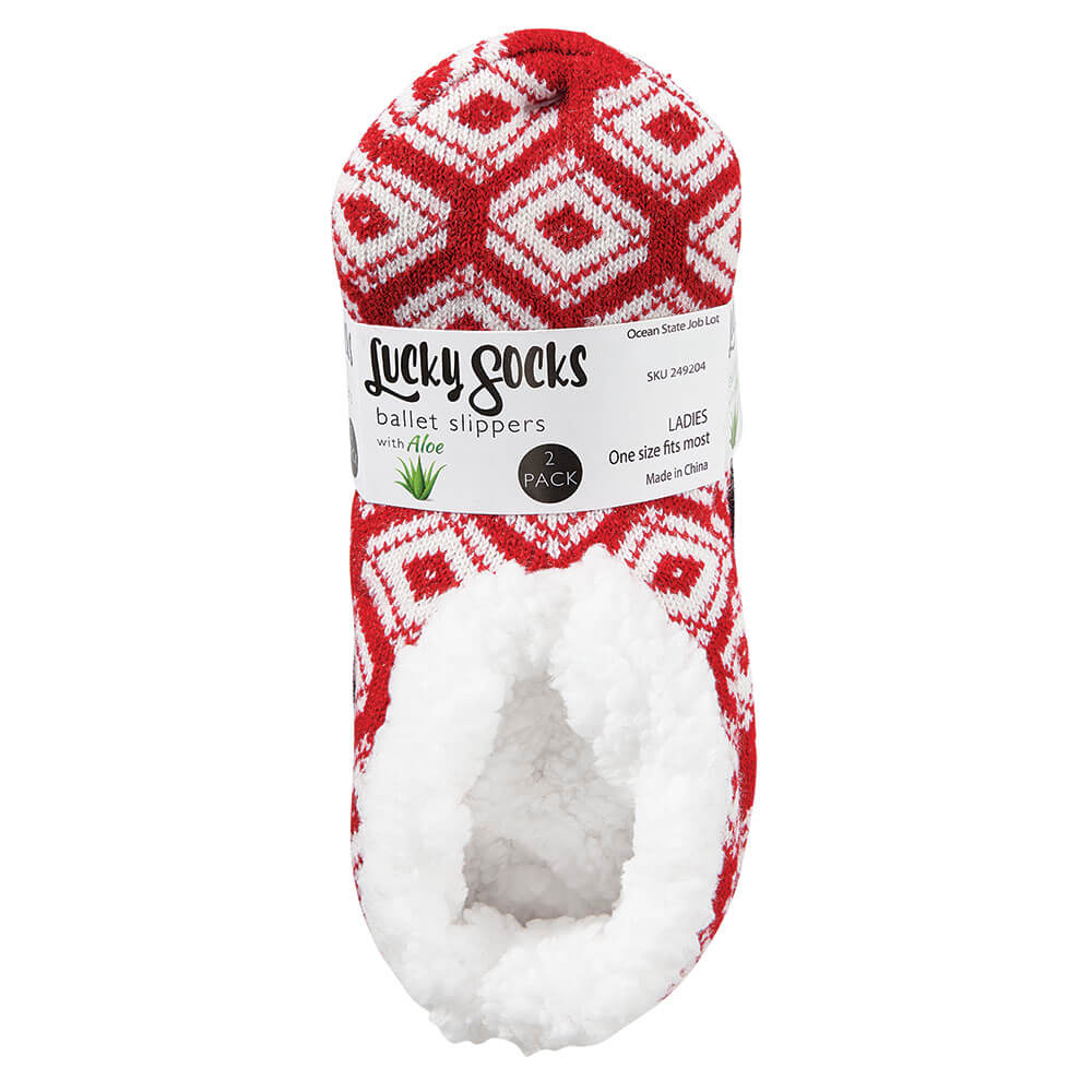 Lucky Socks Ballet Slippers with Aloe, 2 Pair