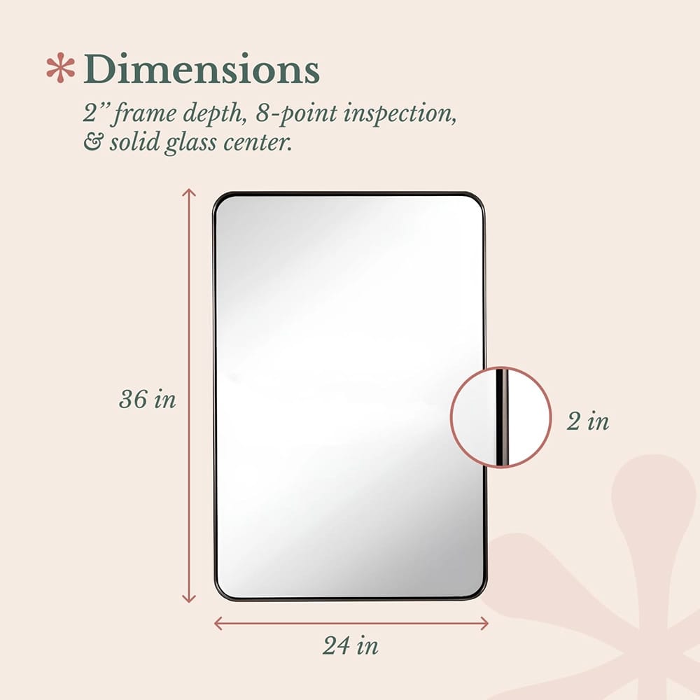 Hamilton Hills 24" x 36" Metal Frame Mirror, Black