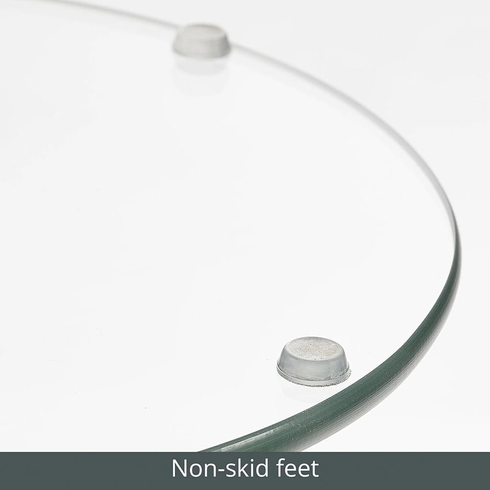 mDesign Round Glass Top Drink Table, Natural