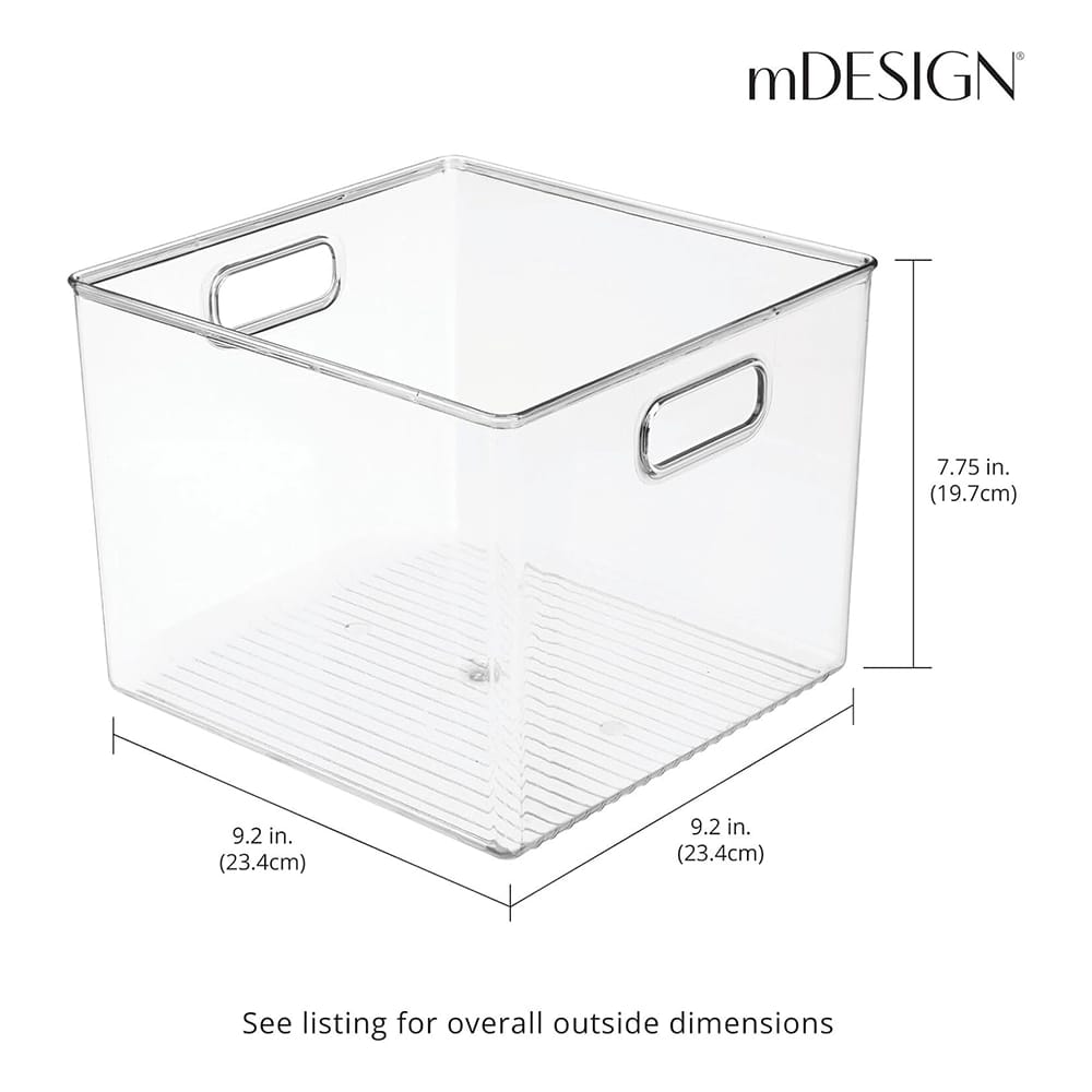 mDesign Plastic Deep Storage Organizer Bin, 8 Pack