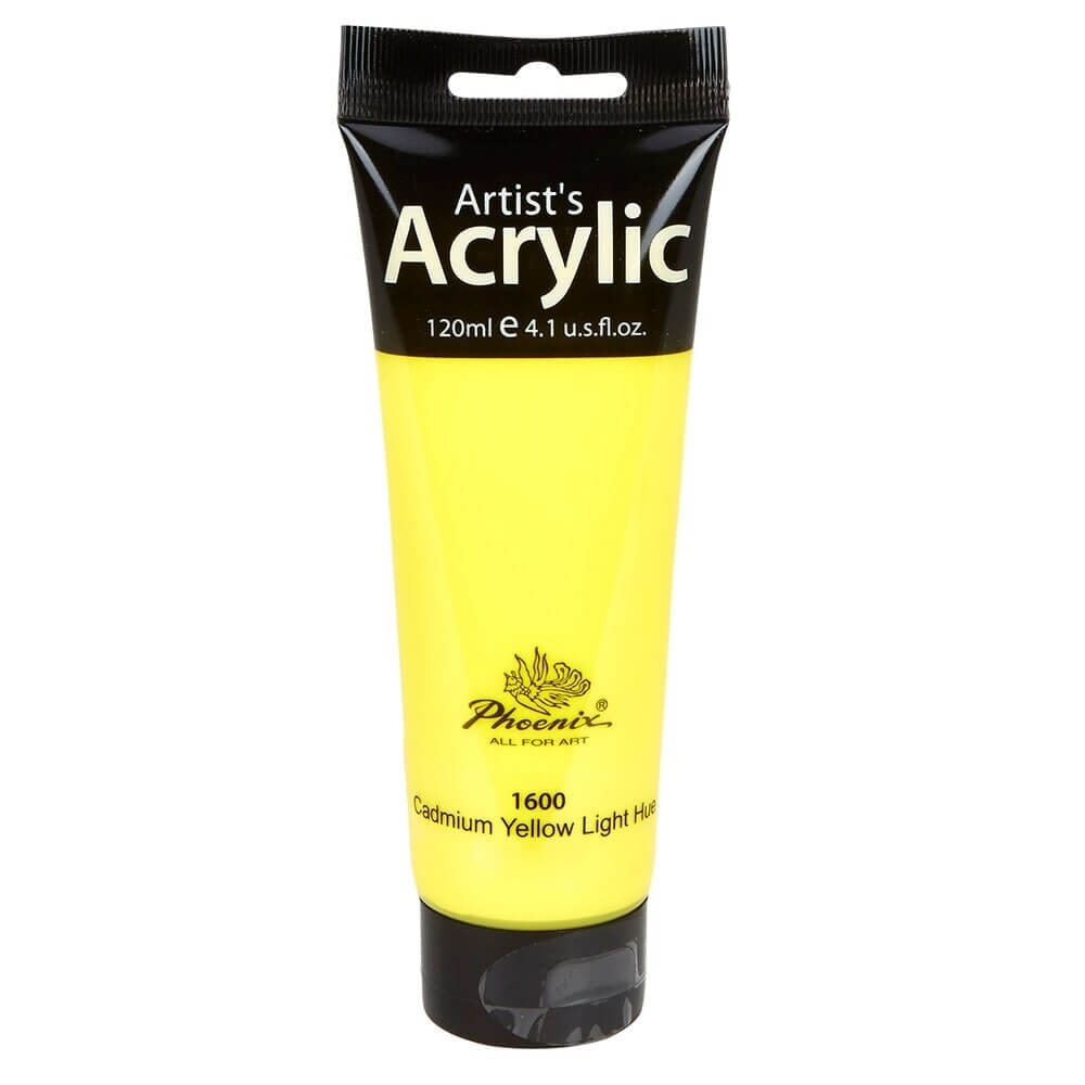 Phoenix Artist's Acrylic Paint, Cadmium Yellow Light Hue, 120 ml