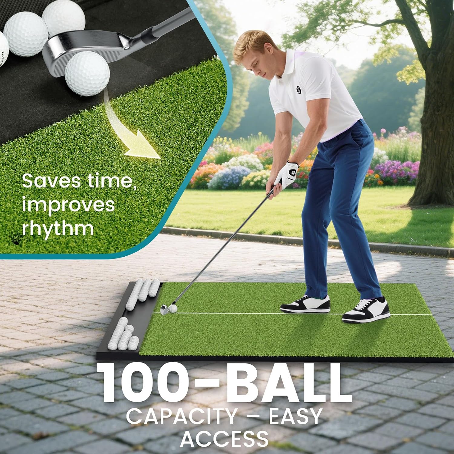 5' x 4' Golf Hitting Mat with Ball Tray