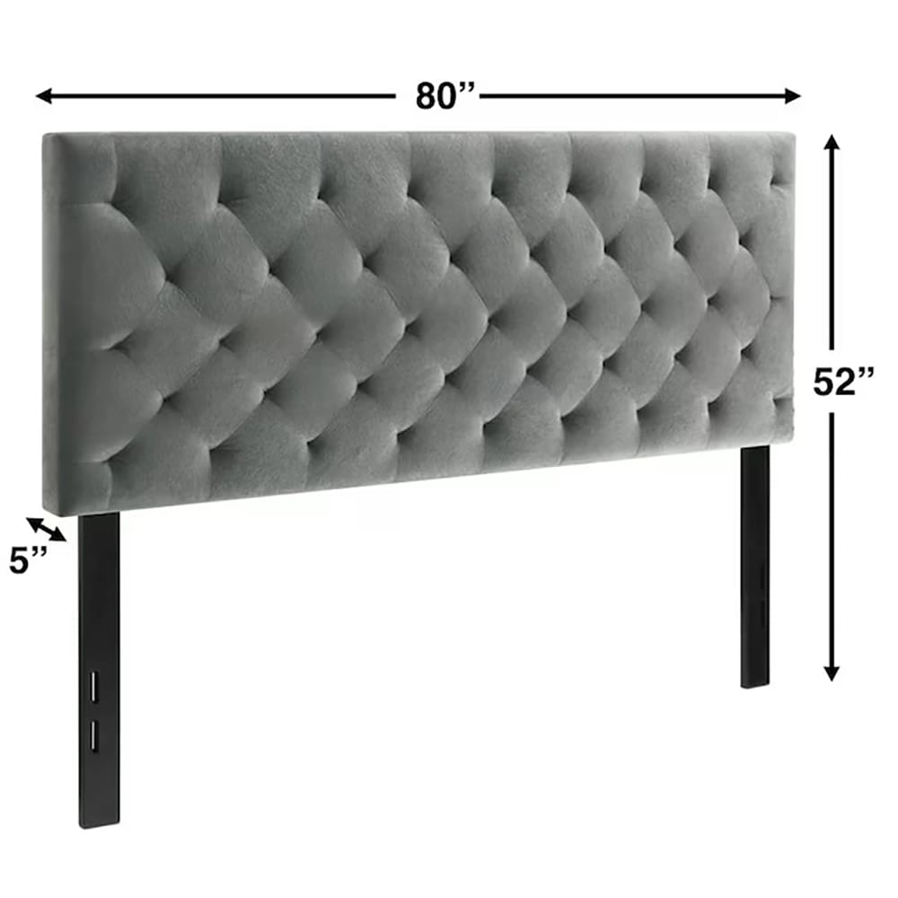 Belle Isle Furniture Auburndale Velvet Upholstered Headboard, King, Dark Gray