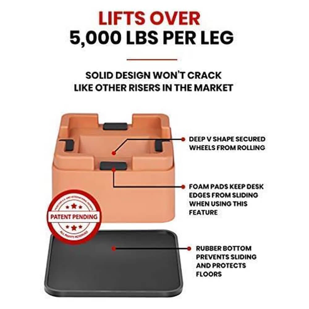 iPrimio 2-Inch Lift V-Shape Bed Risers, Set of 8, Brown