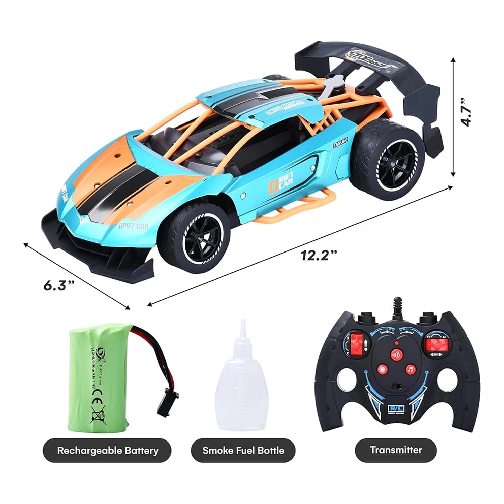 Top Race RC Drift Car with Smoking Function, Blue/Orange