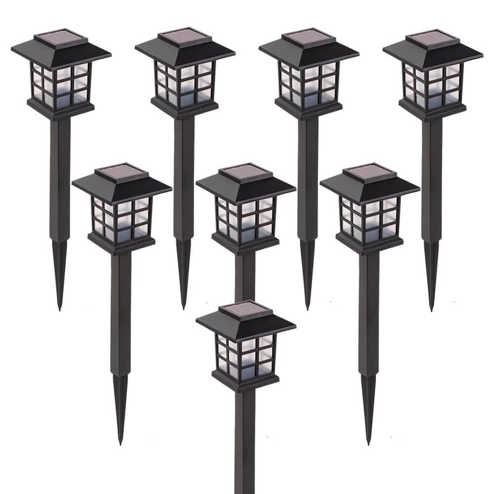 Laurel Canyon Square Solar Pathway Lights, 8-Pack, Black