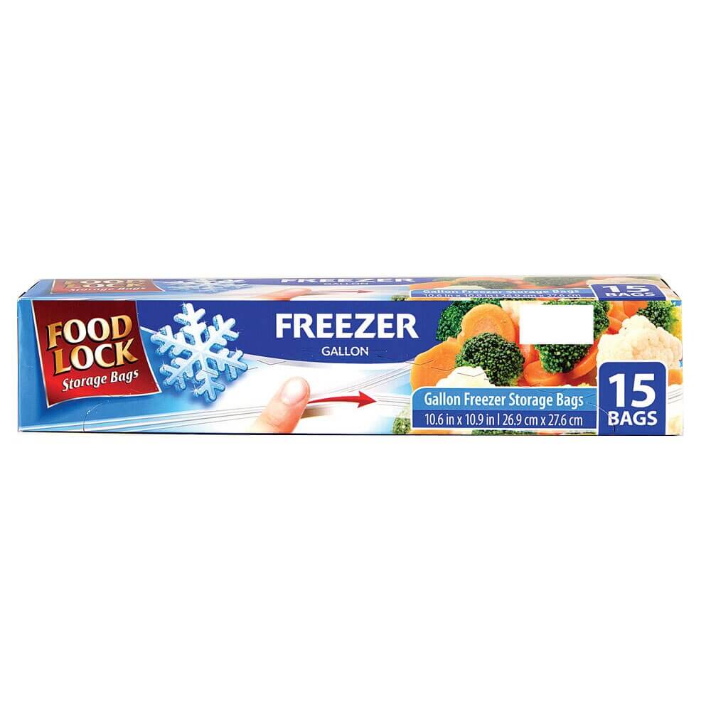 Food Lock Gallon Freezer Storage Bags, 15 Count