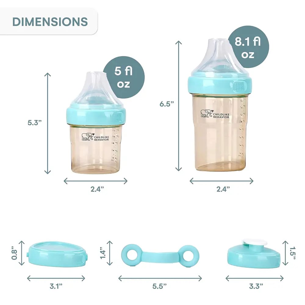 Childlike Behavior Anti-Colic Baby Bottles Set, Blue