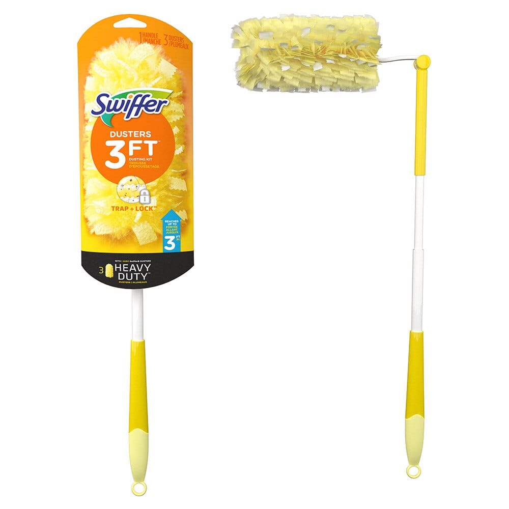 Swiffer Dusters Heavy-Duty Extendable Handle 4-Piece Dusting Kit, 3'