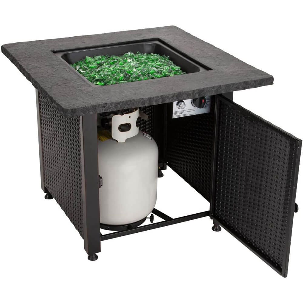Endless Summer 30" Outdoor Propane Gas Fire Pit, 50,000 BTU, Green Fireglass