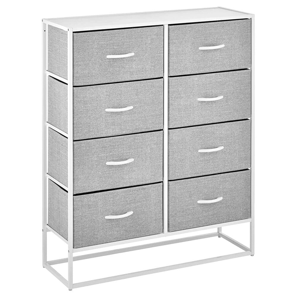 mDesign Modern 8-Drawer Storage Tower, Gray